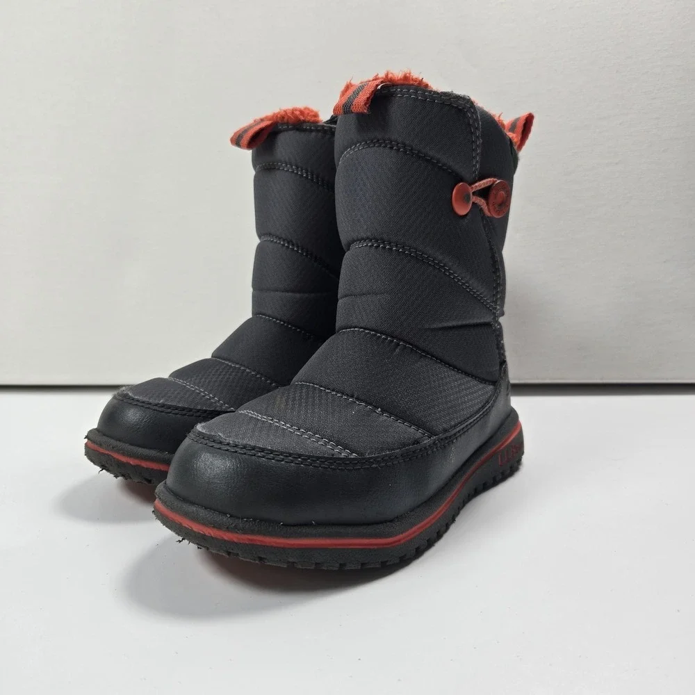 LL Bean Feldspar Kids Lightweight Winter Boots Sz 11 Gray Orange 513076 Boys